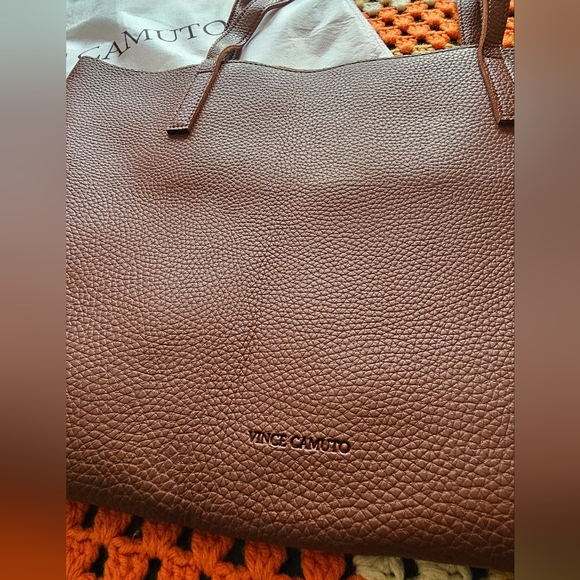 Vince Camuto Brown Black Luck Tote Bag W/ Dust Bag - Picture 6 of 12